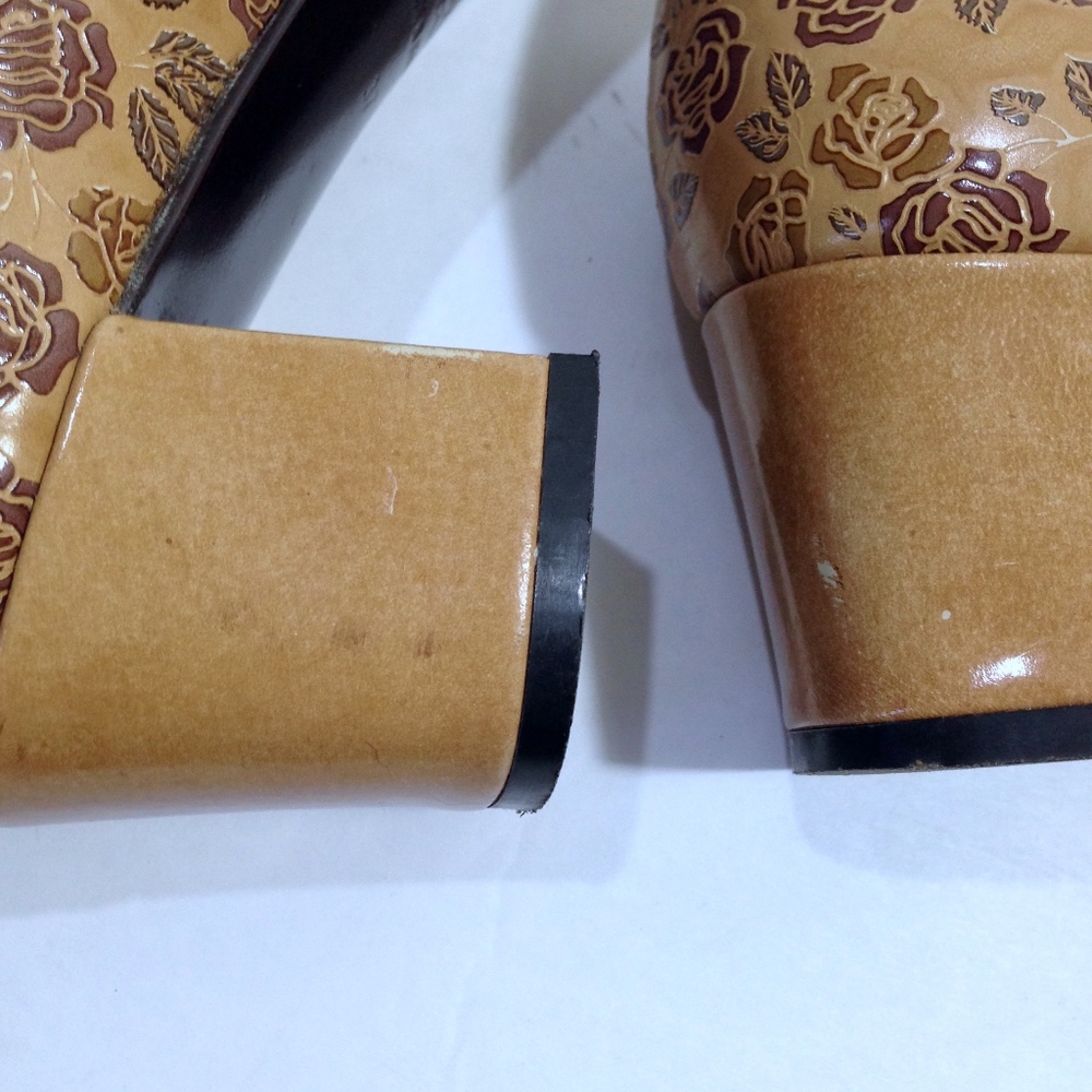 DOLCE & GABBANA Rose Print LEATHER Heels Size 7 - Picture 8 of 8